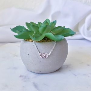 Double Hearts Necklace ( 925 Sterling Silver )